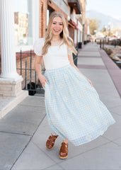 Brittany Light Blue Gingham Skirt