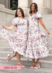 Zoie Pink Floral Tiered Dress