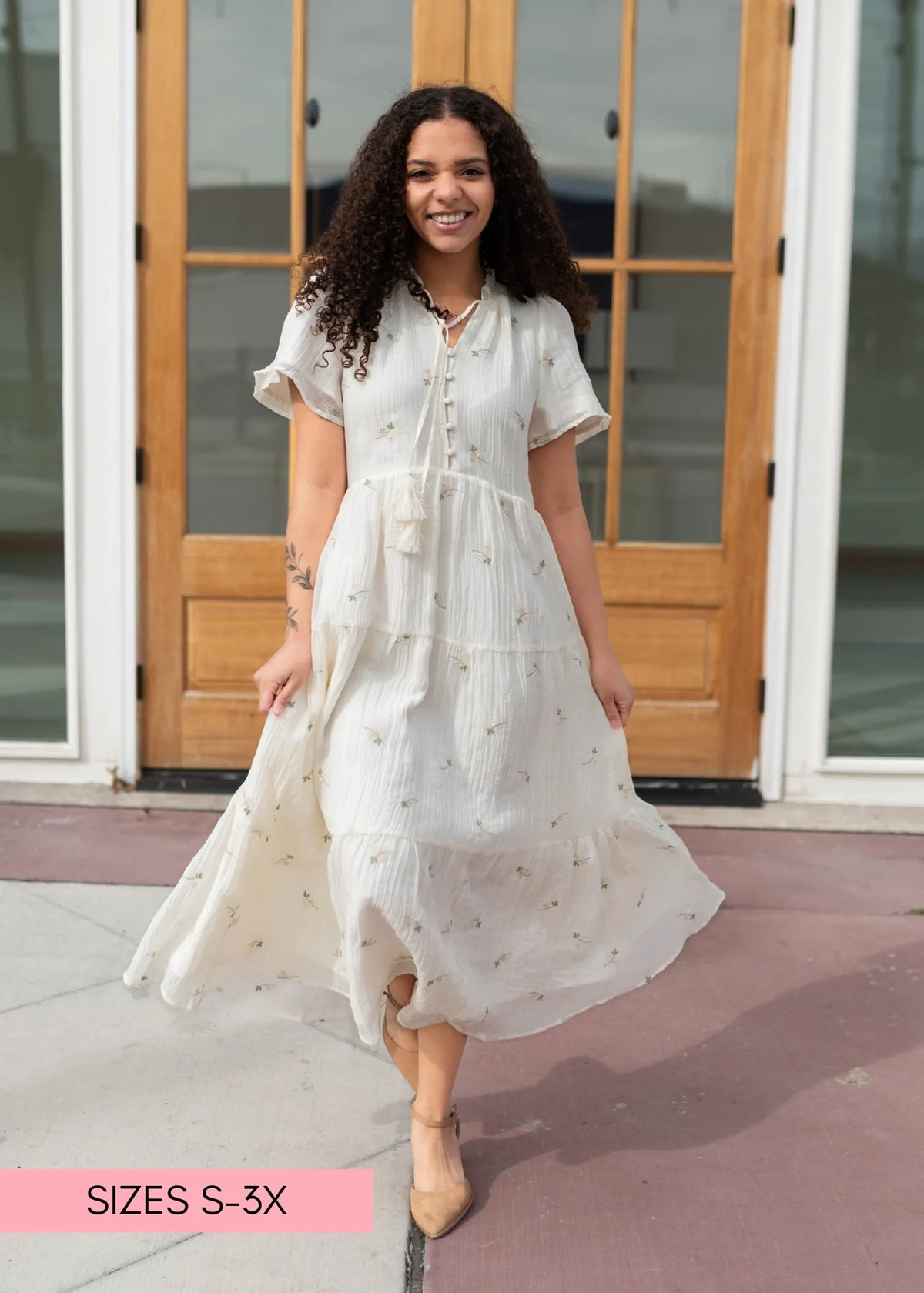 Marilyn Cream Embroidered Dress