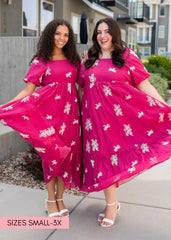 Jacie Fuchsia Embroidered Dress