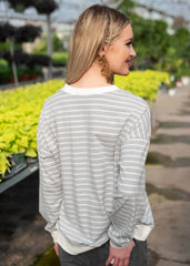 Tessa Grey Striped Pullover