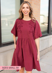 Kiara Wine Floral Dress