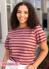 Marly Pink and Burgundy Striped Top