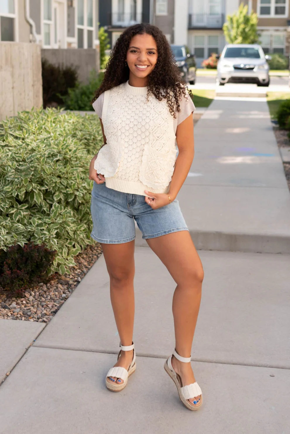 Amiah Cream Knit Sweater Vest
