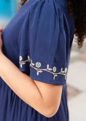 Cami Navy Embroidered Dress