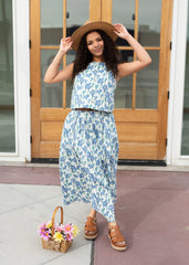 Kenna Blue Floral Midi Skirt