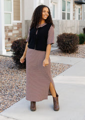 Lydia Chestnut Stripe Dress