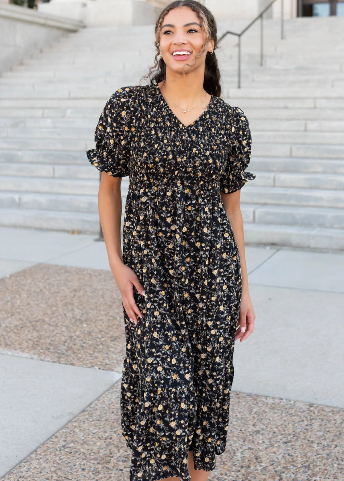 Aamori Yellow Flower Dress