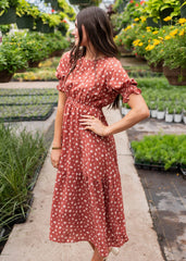 Ashlyn Brick Floral Dress