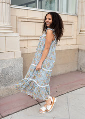 Kassidy Blue Floral Mesh Dress