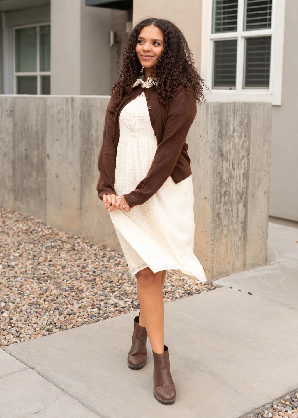 Maisie Cream Pattern Dress