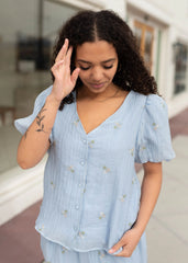 Isabela Light Blue Floral Blouse
