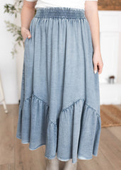 Celeste Chambray Tiered Skirt