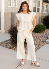 Shanna Cream Floral Pinstripe Pants