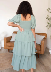 Livy Sage Square Neck Dress