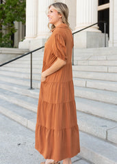 Chestnut Rust Tiered Dress
