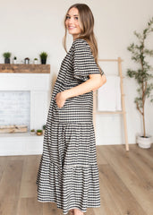 Nora Black Gingham Tiered Dress