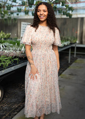 Nylah Blush Floral Mesh Dress