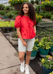 Kacey Red Bow Tie Top