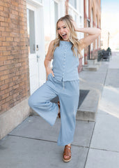 Tiffany Dusty Blue Textured Pants