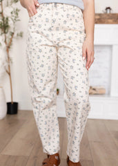Beth White Floral Jeans