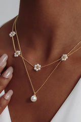 Celeste 18K Pearl Flower Necklace