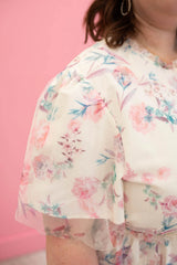Eva Pink Floral Mesh Dress