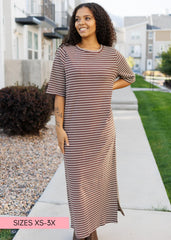 Lydia Chestnut Stripe Dress