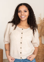 Zoe Beige Button Up Sweater