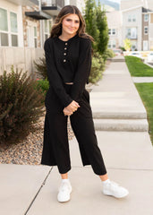 Marion Black Textured Top