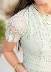 Evangeline Light Sage Lace Dress
