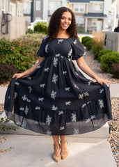 Jacie Navy Embroidered Dress