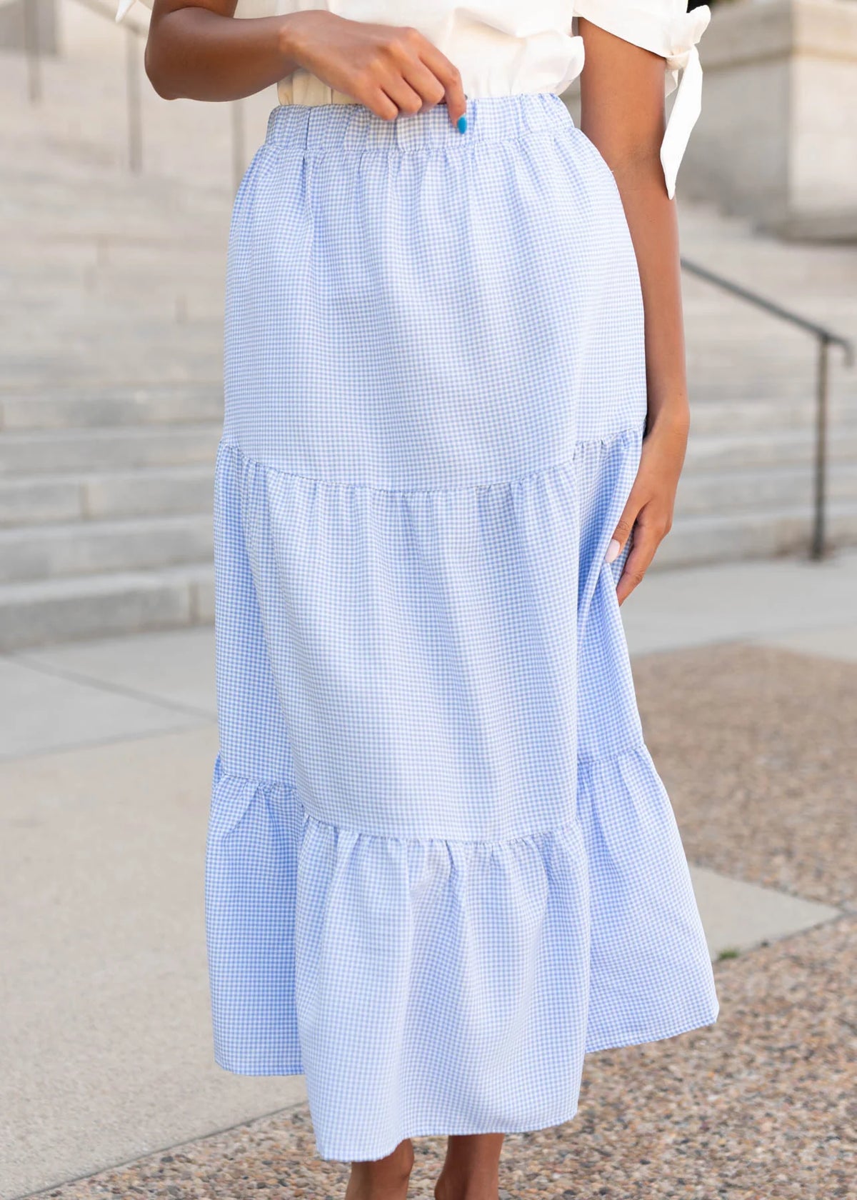 Larissa Sky Blue Gingham Skirt
