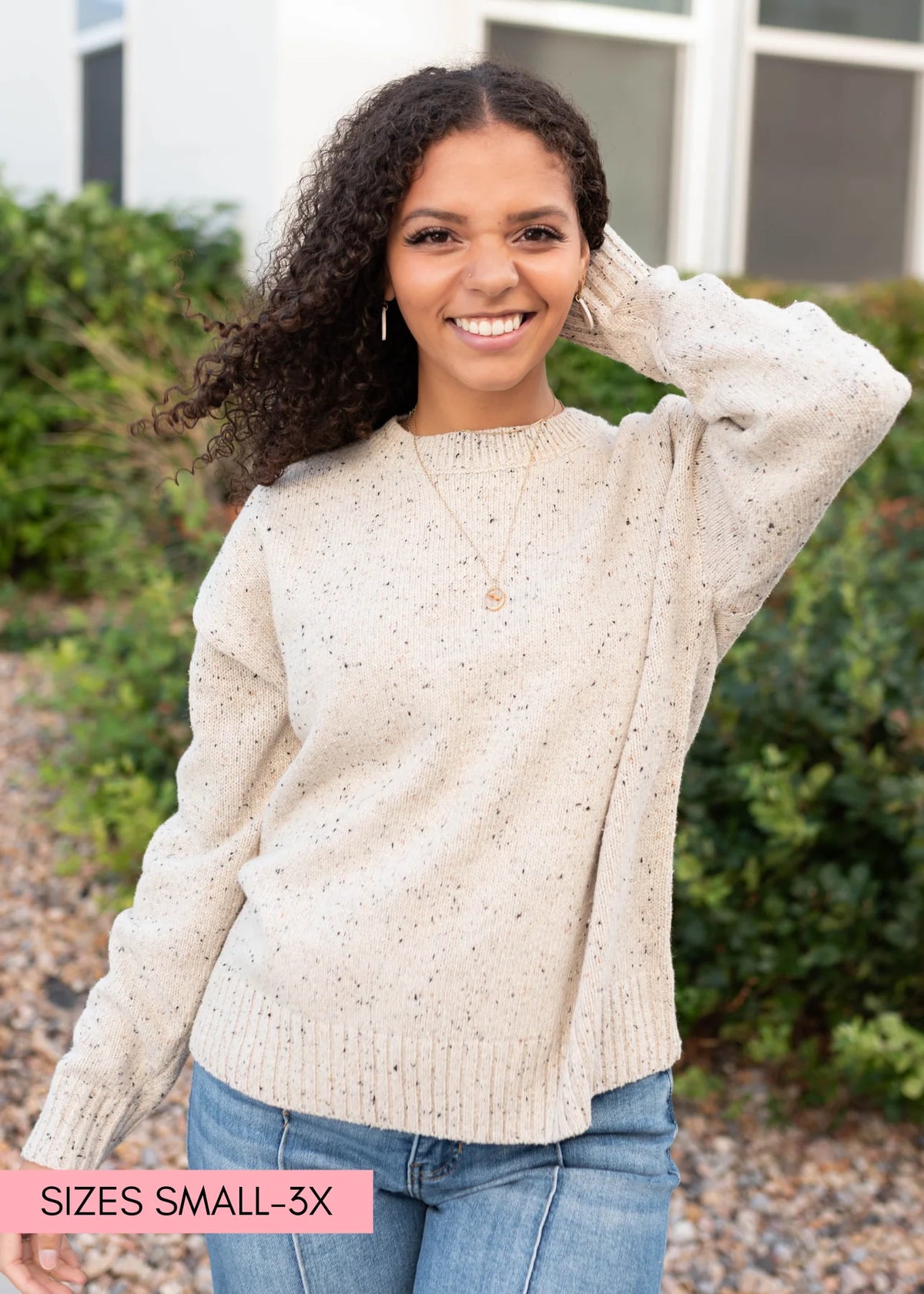 Spencer Speckled Taupe Knit Sweater