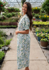 Alani Blue Floral Button Down Dress