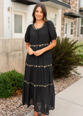 Courtney Black Embroidered Dress