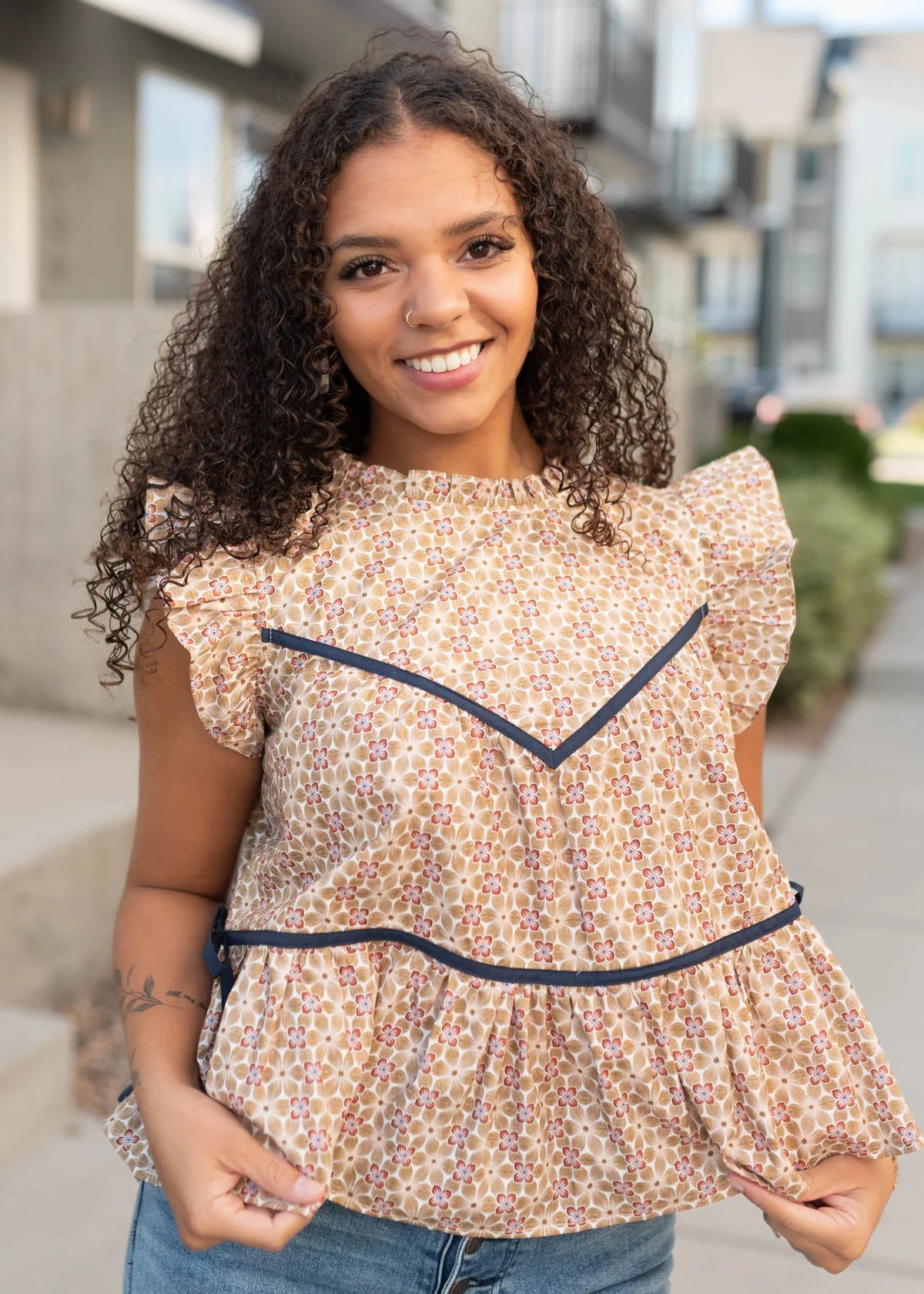 Olivia Taupe Floral Top