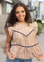Olivia Taupe Floral Top