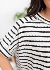 Edaline Black Stripe Top