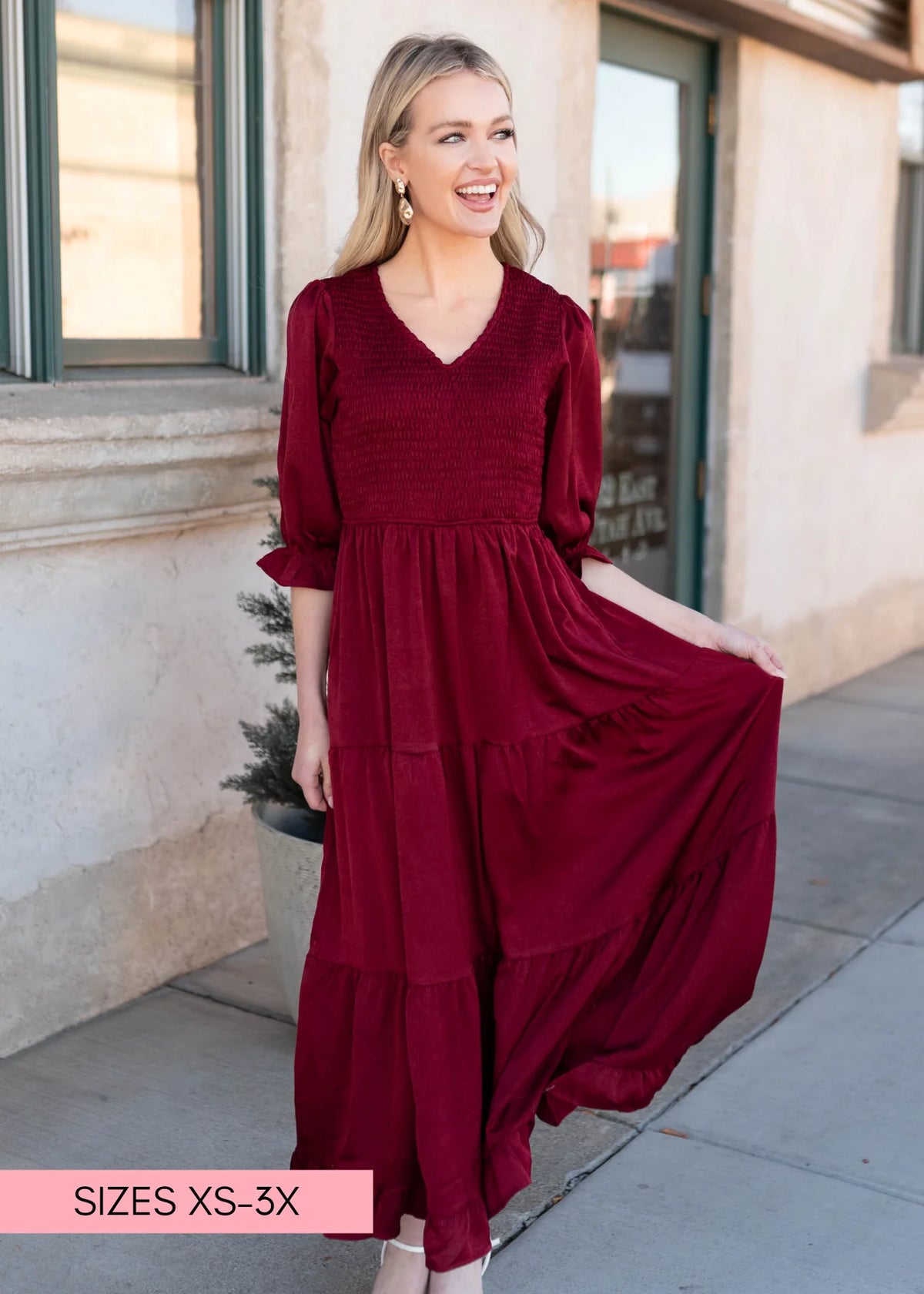 Charlotte Wine Smocked Dress