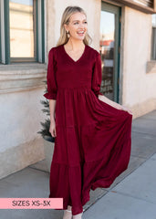 Charlotte Wine Smocked Dress