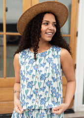 Kenna Blue Floral Sleeveless Top