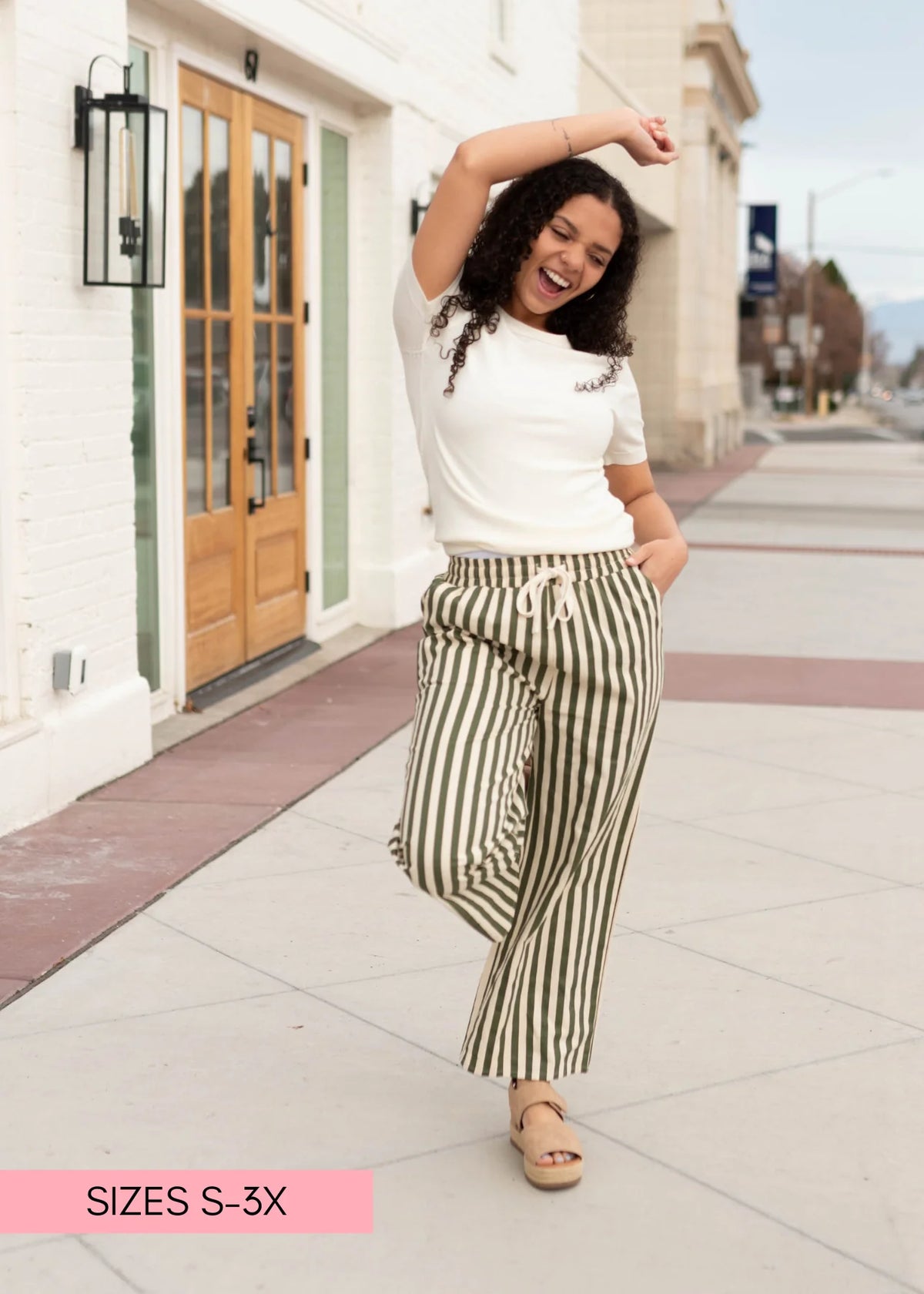 Charley Olive Striped Pants