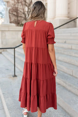 Janessa Tiered Rust Dress