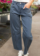 Amari Dusty Blue Barrel Jeans