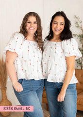 Heidi White Floral Blouse