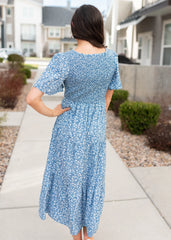 Mila Blue Smocked Floral Dress