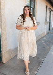 Cherish Champagne Embroidered Dress