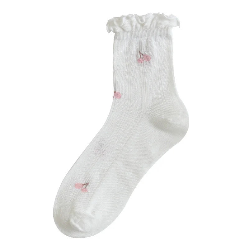 Lorelai White Patterned Socks