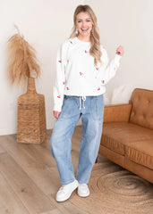 Valerie White Cherry Pullover